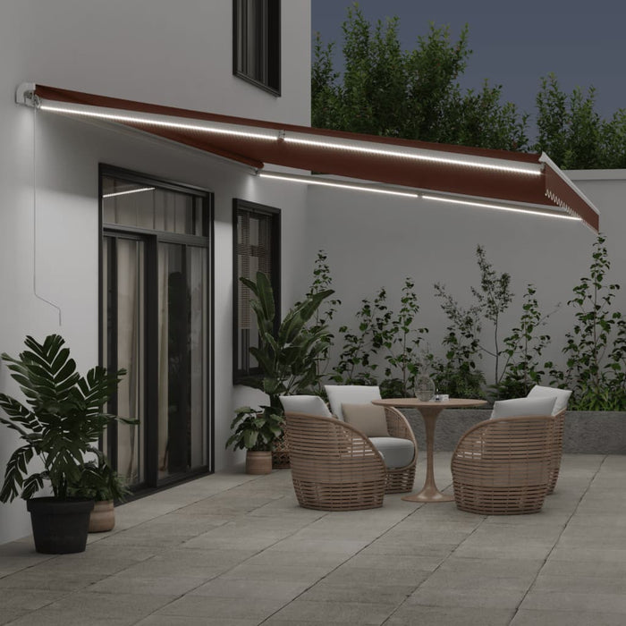 Copertina retractabilă manual cu LED, maro, 600x350 cm - WALTI WALTI