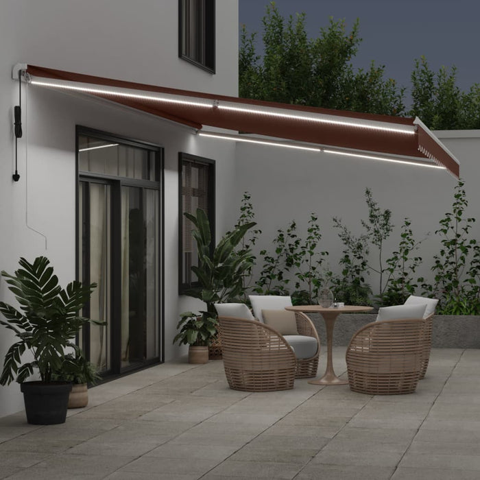 Copertina retractabilă automat cu LED, maro, 600x350 cm - WALTI WALTI
