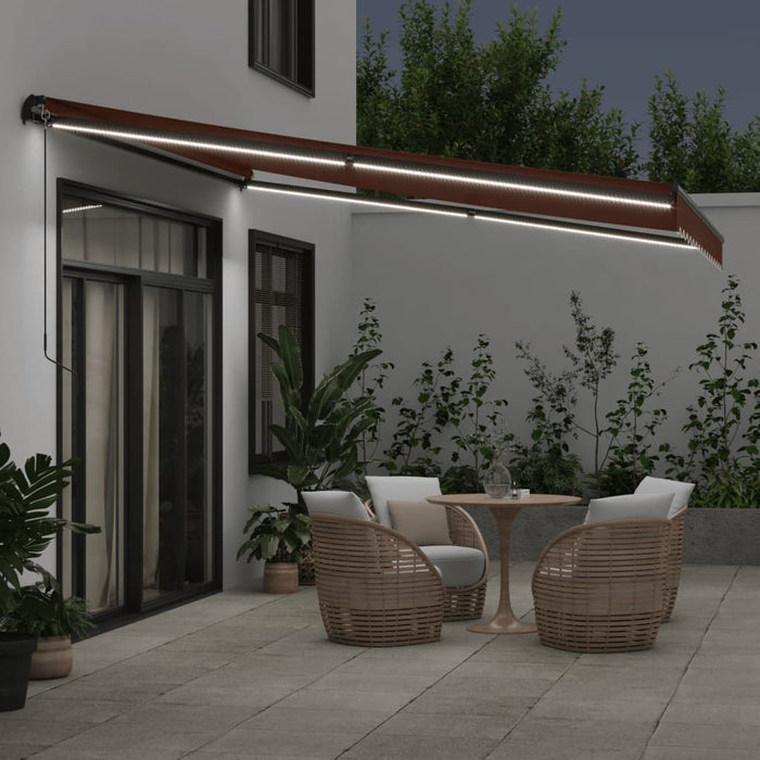 Copertina retractabilă manual cu LED-uri, maro, 400x350 cm - WALTI WALTI