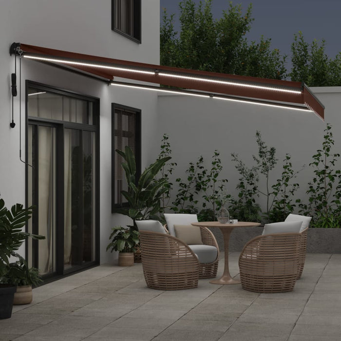 Copertina retractabilă automat cu LED-uri, maro, 400x350 cm - WALTI WALTI