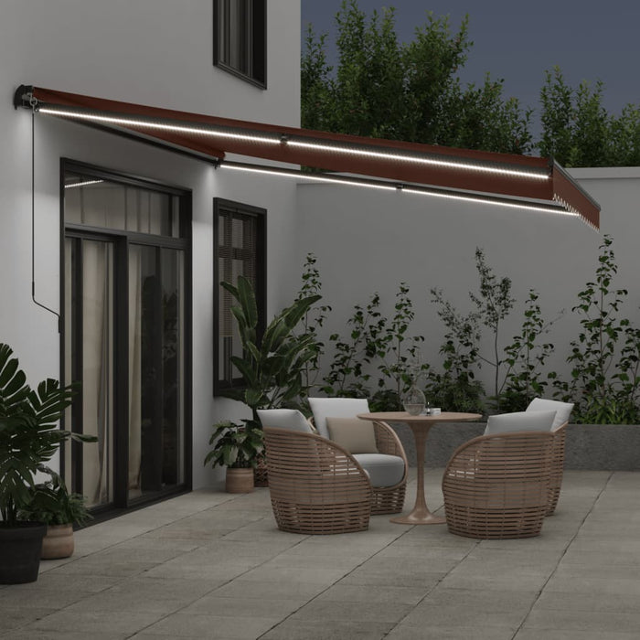 Copertina retractabilă manual cu LED-uri, maro, 450x350 cm - WALTI WALTI
