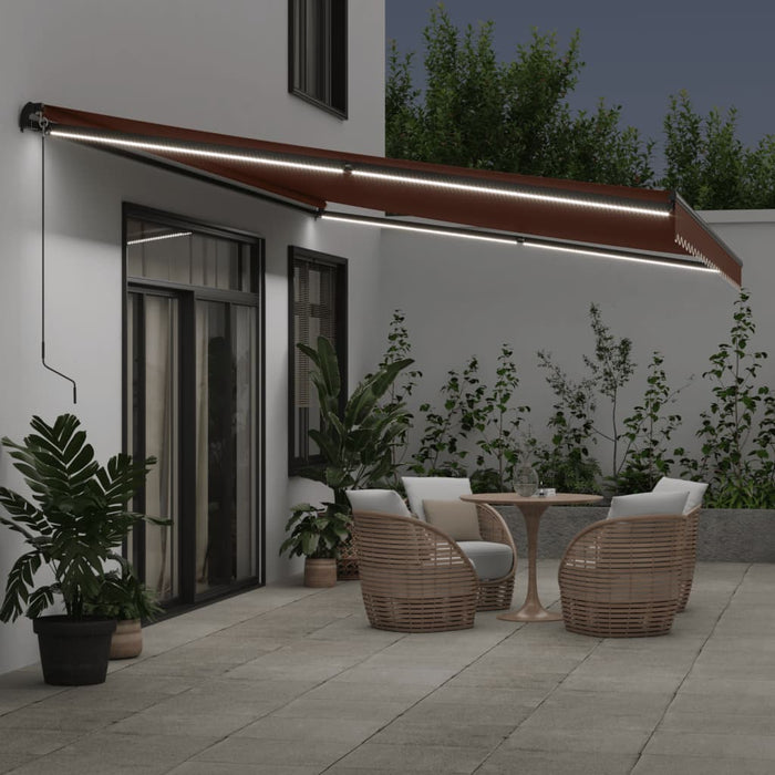 Copertina retractabilă manual cu LED-uri, maro, 500x350 cm - WALTI WALTI