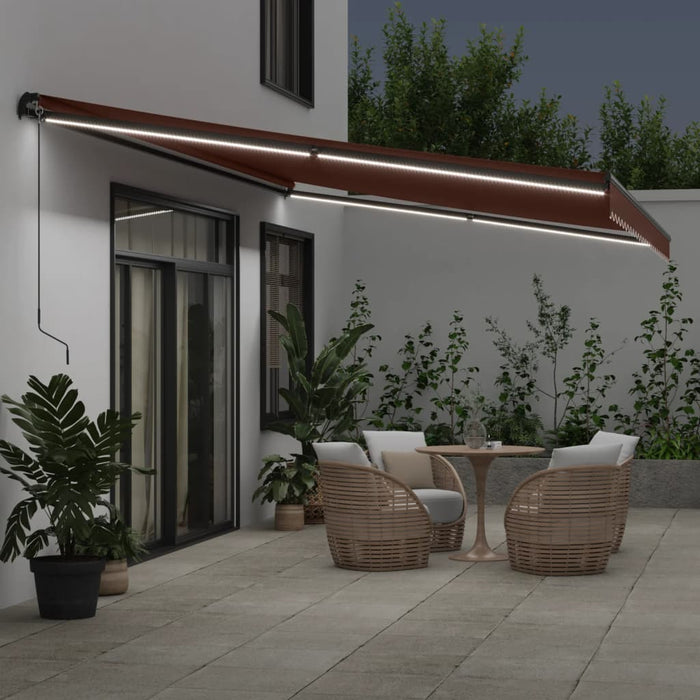 Copertina retractabilă manual cu LED-uri, maro, 600x350 cm - WALTI WALTI