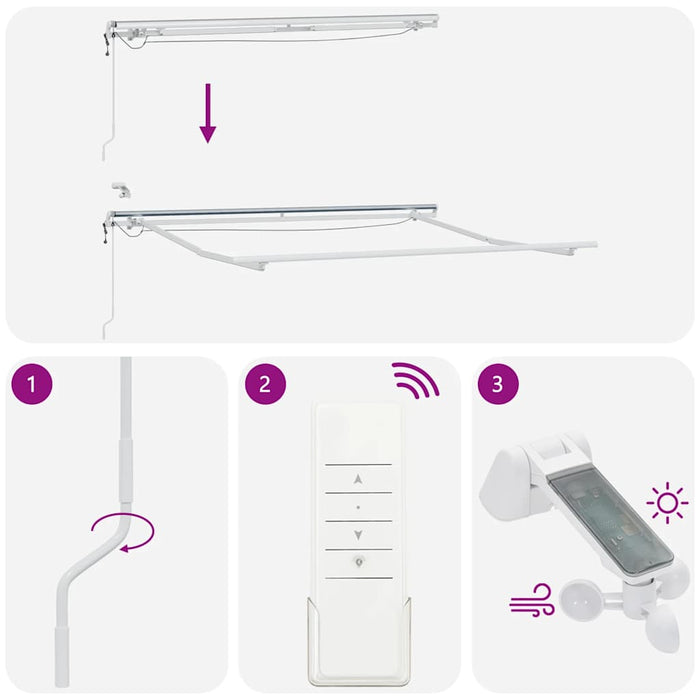 Copertină retractabilă automat cu LED, antracit/alb, 300x250 cm - WALTI WALTI
