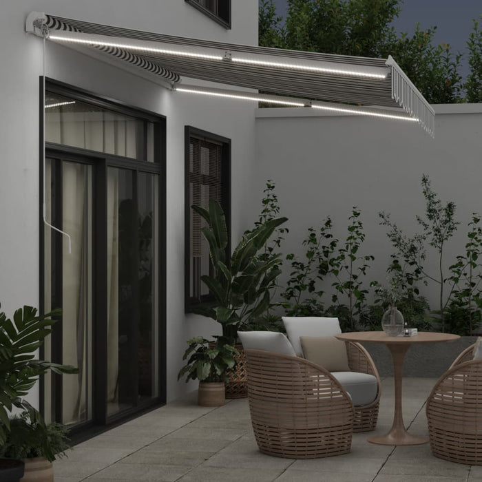 Copertină retractabilă manual cu LED, antracit/alb, 350x250 cm - WALTI WALTI