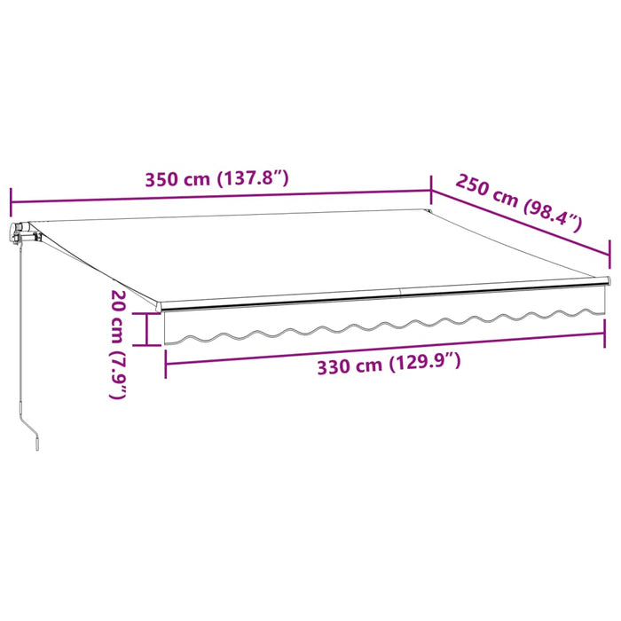 Copertină retractabilă manual cu LED, antracit/alb, 350x250 cm - WALTI WALTI