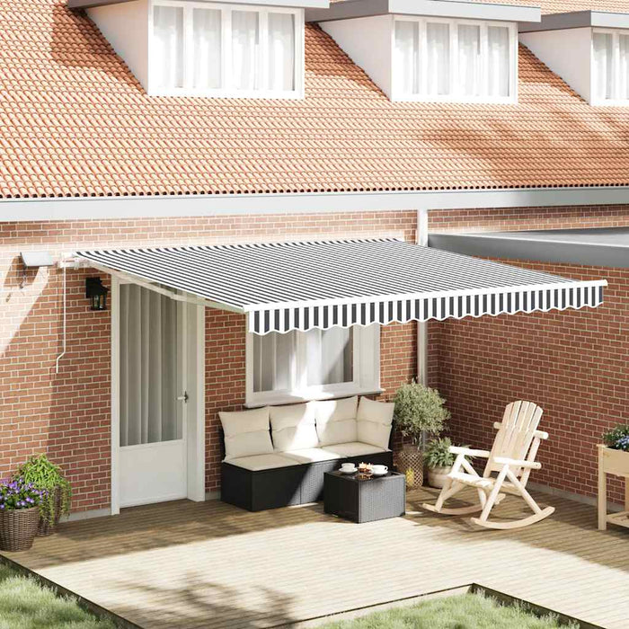 Copertină retractabilă manual cu LED, antracit/alb, 400x300 cm - WALTI WALTI