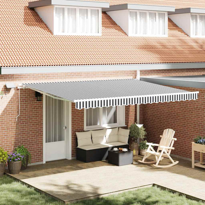 Copertină retractabilă manual cu LED, antracit/alb, 450x300 cm - WALTI WALTI