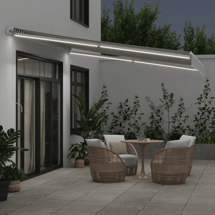 Copertină retractabilă manual cu LED, antracit/alb, 400x350 cm - WALTI WALTI