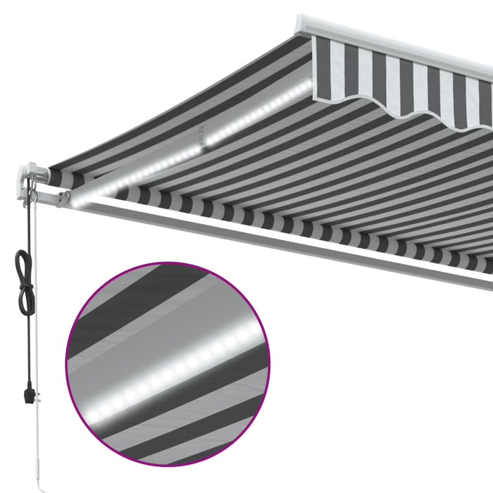 Copertină retractabilă automat cu LED, antracit/alb, 400x350 cm - WALTI WALTI