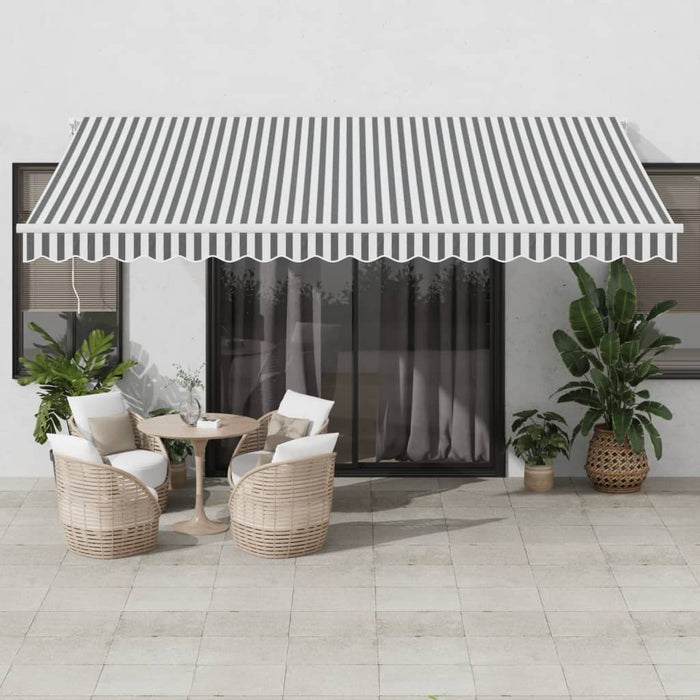 Copertină retractabilă manual, antracit/alb, 450x350 cm - WALTI WALTI