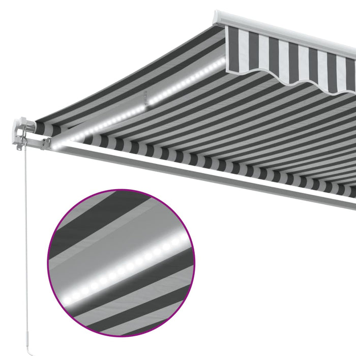 Copertină retractabilă manual cu LED, antracit/alb, 450x350 cm - WALTI WALTI