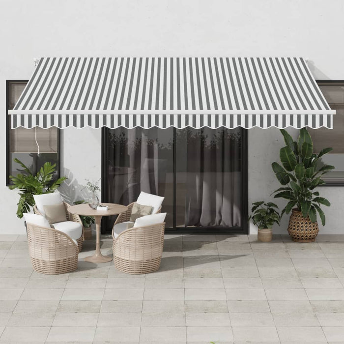 Copertină retractabilă manual cu LED, antracit/alb, 450x350 cm - WALTI WALTI