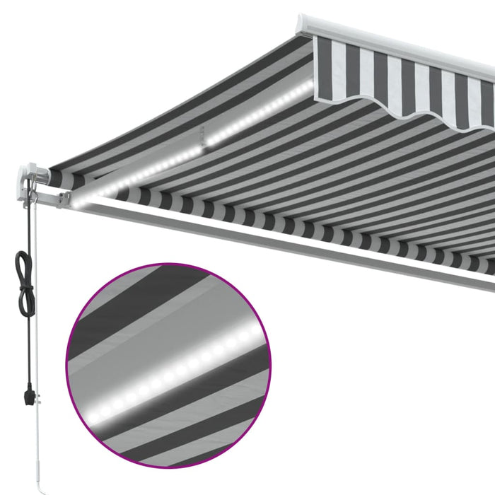 Copertină retractabilă automat cu LED, antracit/alb, 450x350 cm - WALTI WALTI