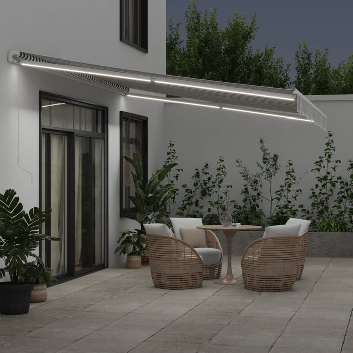 Copertină retractabilă manual cu LED, antracit/alb, 500x350 cm WALTI