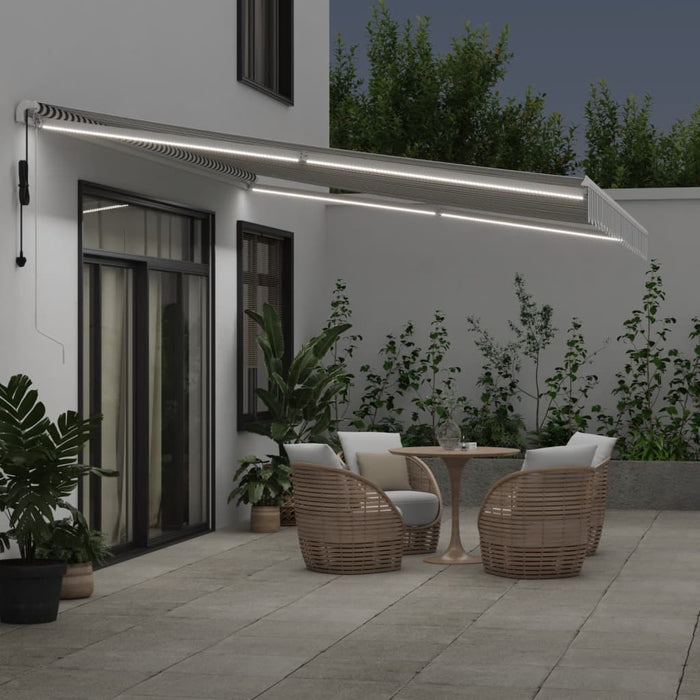 Copertină retractabilă automat cu LED, antracit/alb, 500x350 cm - WALTI WALTI