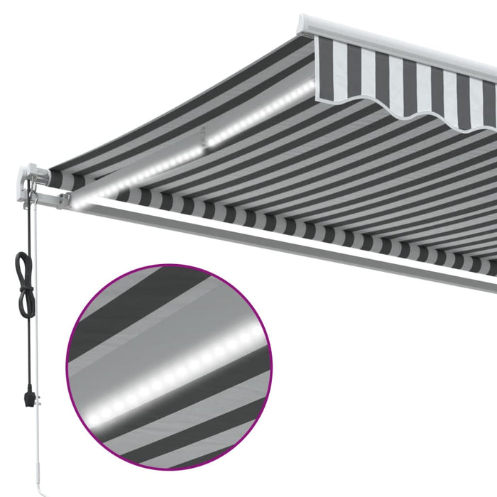 Copertină retractabilă automat cu LED, antracit/alb, 500x350 cm - WALTI WALTI
