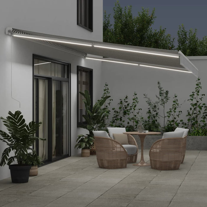 Copertină retractabilă manual cu LED, antracit/alb, 600x350 cm - WALTI WALTI