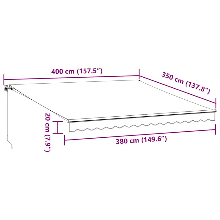 Copertină retractabilă manual, antracit/alb, 400x350 cm - WALTI WALTI