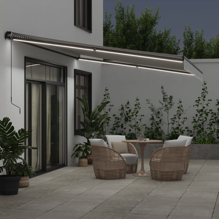 Copertină retractabilă manual cu LED-uri antracit/alb 500x350cm - WALTI WALTI