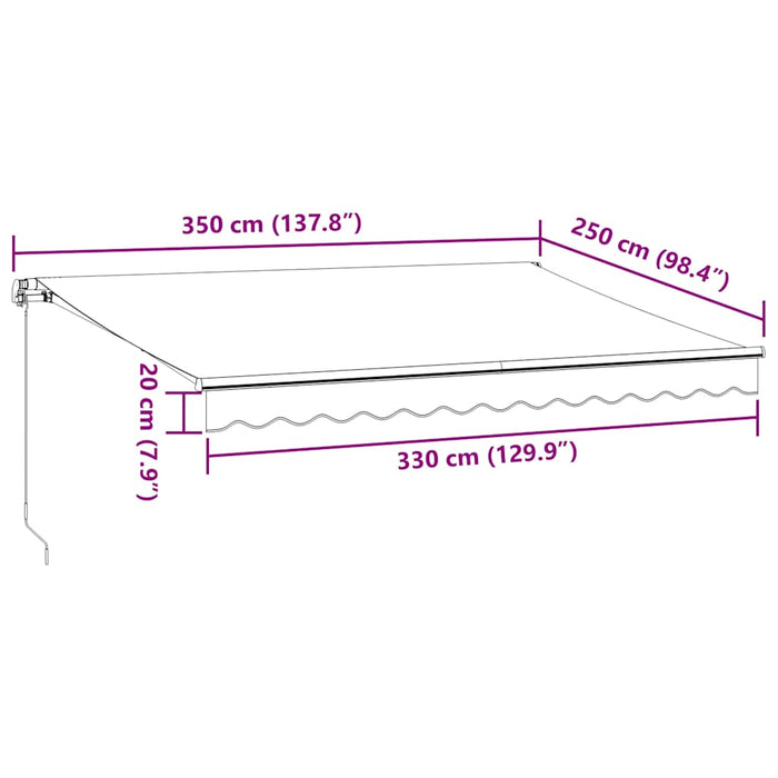 Copertină retractabilă manual, antracit/alb, 350x250 cm - WALTI WALTI