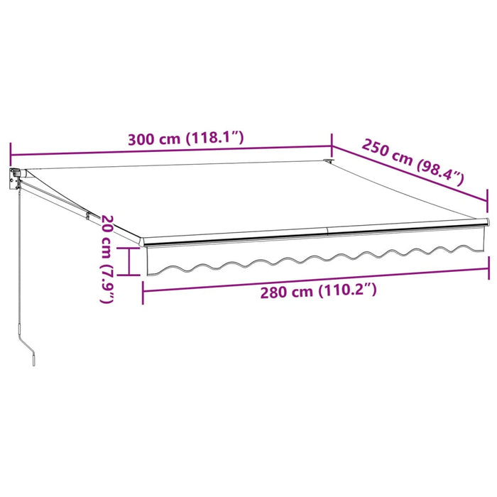 Copertină retractabilă antracit/alb, 3x2,5 m, textil/aluminiu - WALTI WALTI