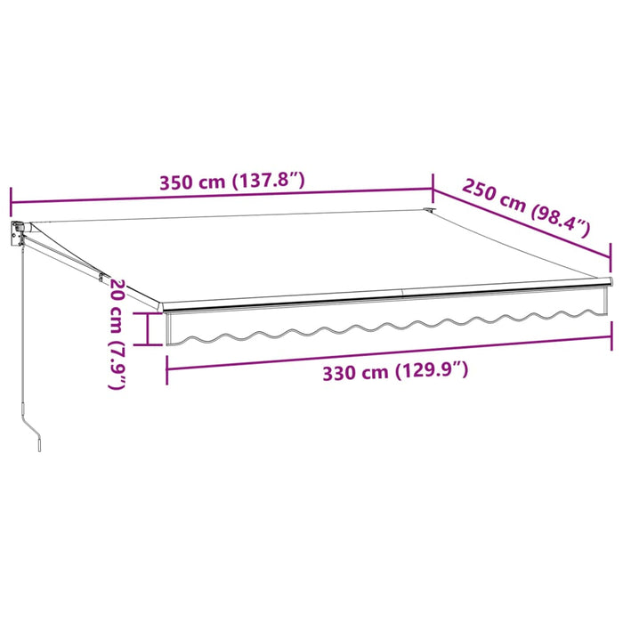 Copertină retractabilă antracit/alb, 3,5x2,5 m, textil/aluminiu - WALTI WALTI