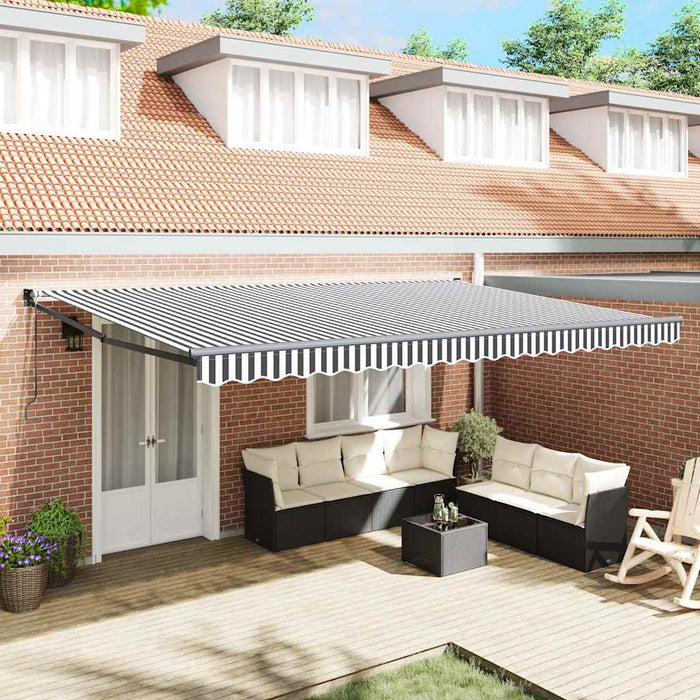 Copertină retractabilă antracit/alb, 5x3 m, textil/aluminiu - WALTI WALTI