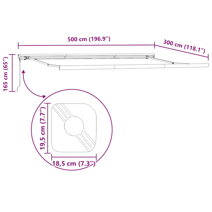 Copertină retractabilă antracit/alb, 5x3 m, textil/aluminiu - WALTI WALTI