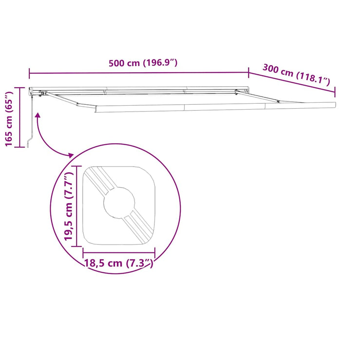 Copertină retractabilă antracit/alb, 5x3 m, textil/aluminiu - WALTI WALTI