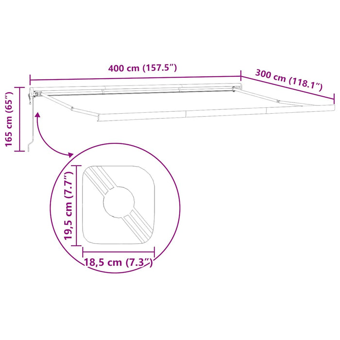 Copertină retractabilă antracit/alb, 4x3 m, textil/aluminiu WALTI