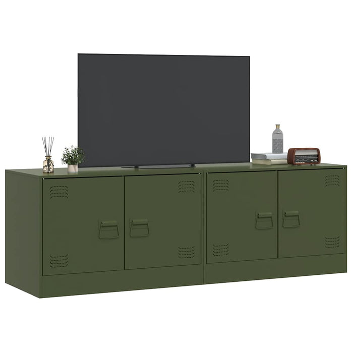 Dulapuri TV 2 buc., verde măslină, 67x39x44 cm Otel - WALTI WALTI