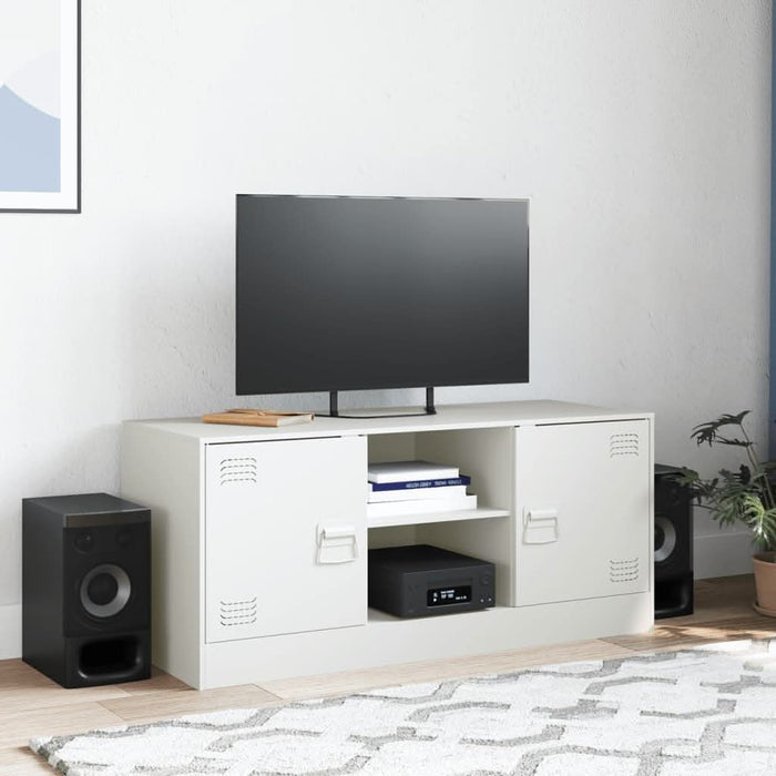 Comodă TV, alb, 99x39x44 cm, oțel - WALTI WALTI