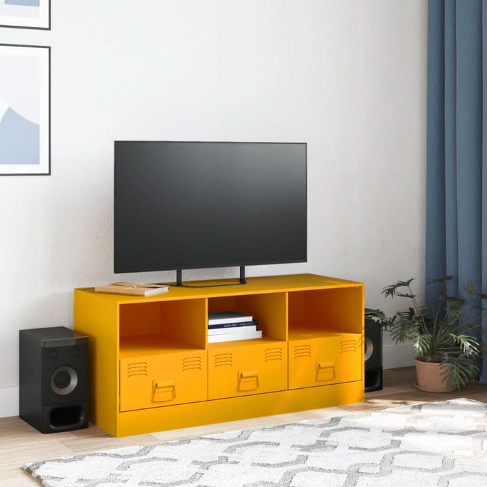 Dulap TV, galben muștar, 99x39x44 cm, oțel - WALTI WALTI