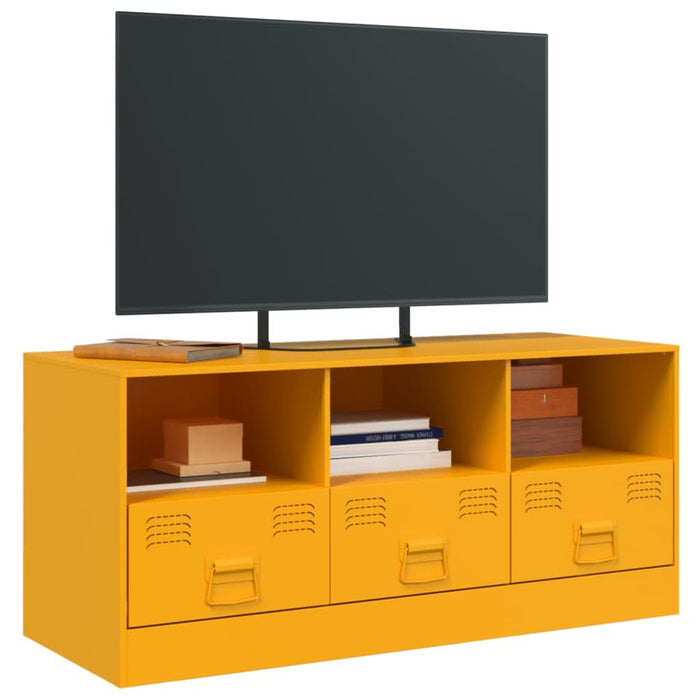 Dulap TV, galben muștar, 99x39x44 cm, oțel - WALTI WALTI