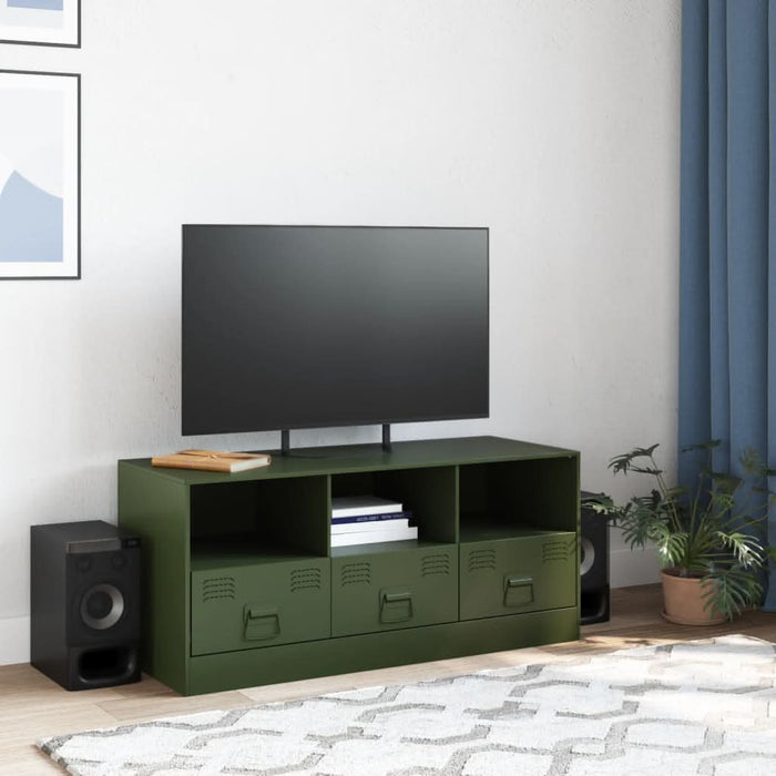 Comodă TV, verde măsliniu, 99x39x44 cm, oțel - WALTI WALTI