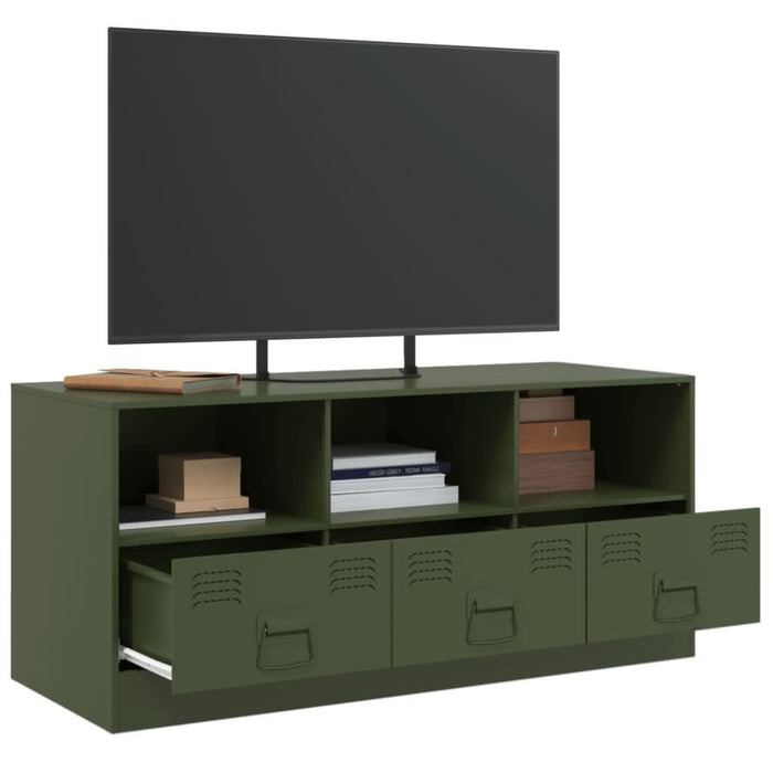 Comodă TV, verde măsliniu, 99x39x44 cm, oțel - WALTI WALTI