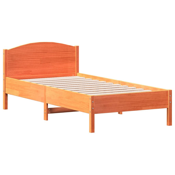 Cadru pat fără saltea, maro ceruit, 75x190 cm, lemn masiv pin WALTI