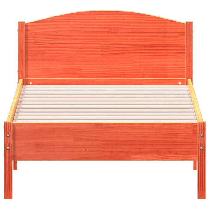 Cadru pat fără saltea, maro ceruit, 75x190 cm, lemn masiv pin WALTI