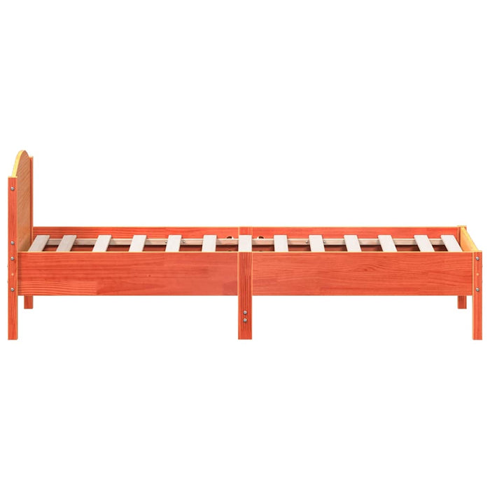 Cadru pat fără saltea, maro ceruit, 75x190 cm, lemn masiv pin WALTI