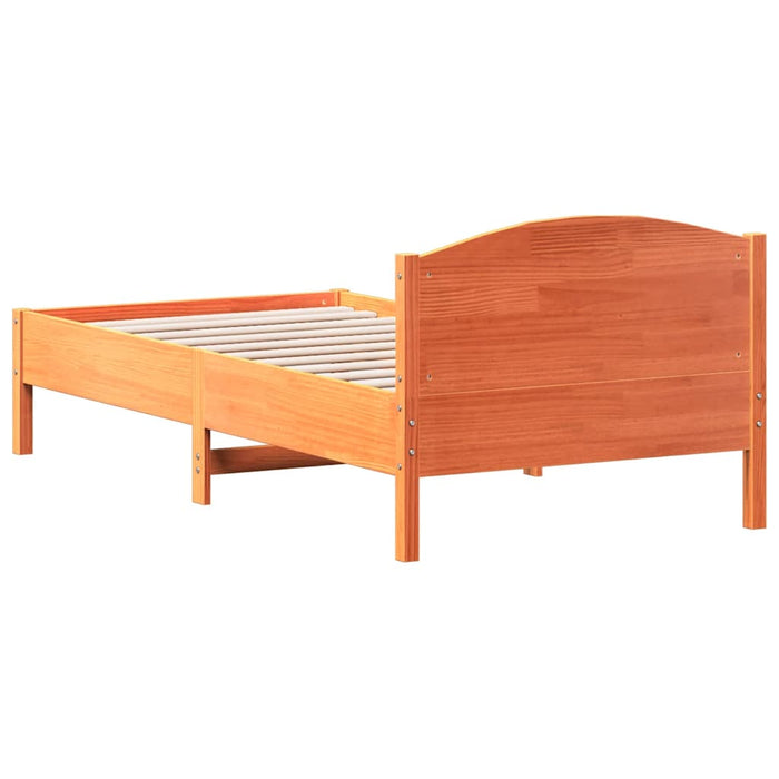 Cadru pat fără saltea, maro ceruit, 75x190 cm, lemn masiv pin WALTI