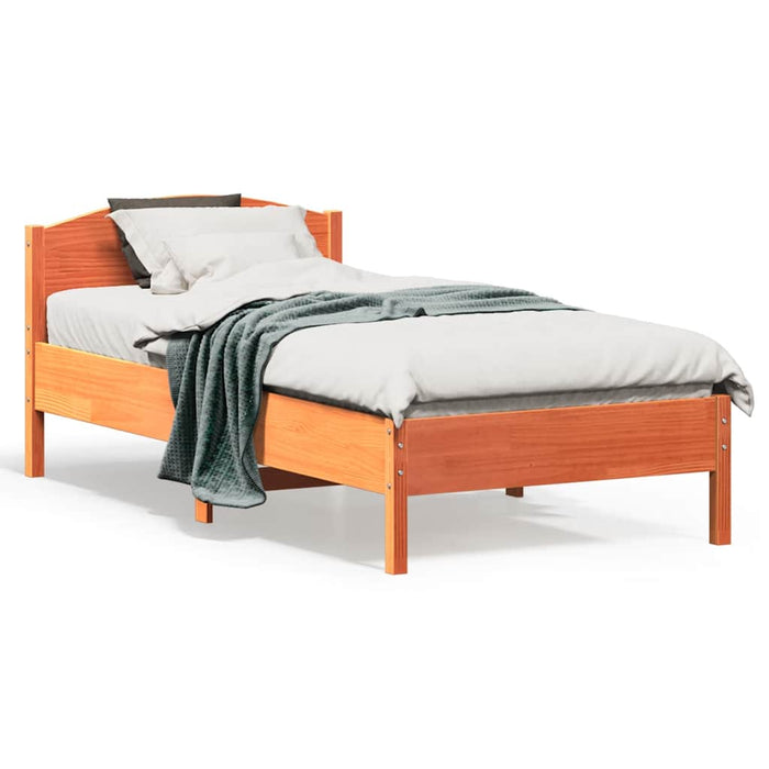Cadru pat fără saltea, maro ceruit, 75x190 cm, lemn masiv pin WALTI