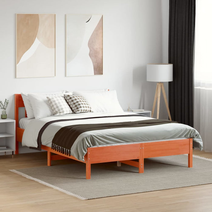 Cadru de pat fără saltea, maro ceruit 150x200 cm lemn masiv pin - WALTI WALTI