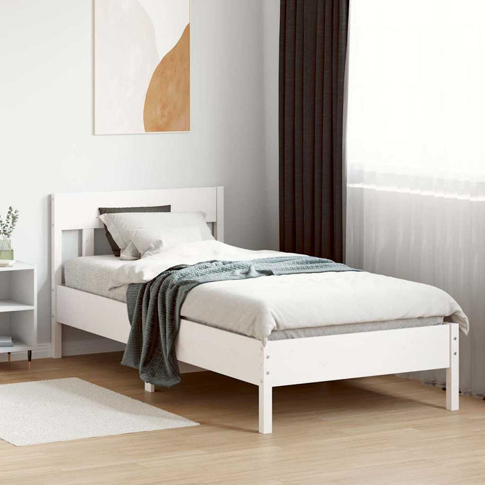 Cadru pat fără saltea, alb, 100x200 cm, lemn masiv pin WALTI
