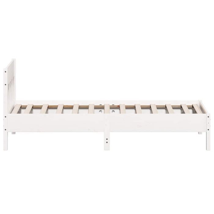 Cadru pat fără saltea, alb, 100x200 cm, lemn masiv pin WALTI