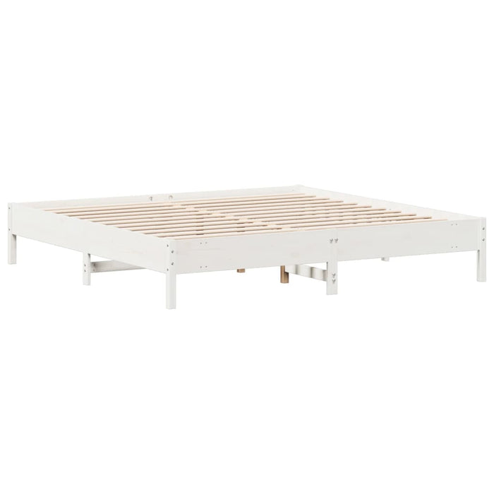 Cadru de pat fără saltea, alb, 200x200 cm, lemn masiv pin WALTI