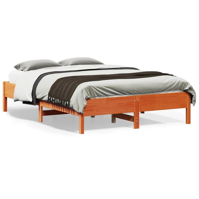 Cadru pat fără saltea, maro ceruit, 140x190 cm, lemn masiv pin - WALTI WALTI