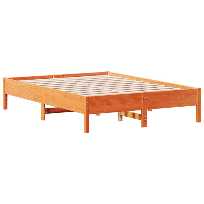 Cadru pat fără saltea, maro ceruit, 135x190 cm, lemn masiv pin - WALTI WALTI