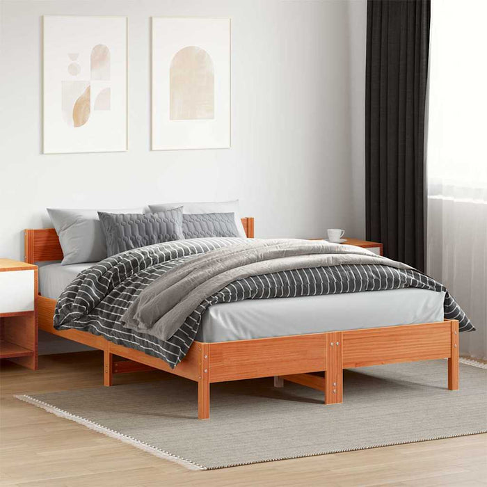 Cadru de pat fără saltea, maro ceruit 150x200 cm lemn masiv pin - WALTI WALTI
