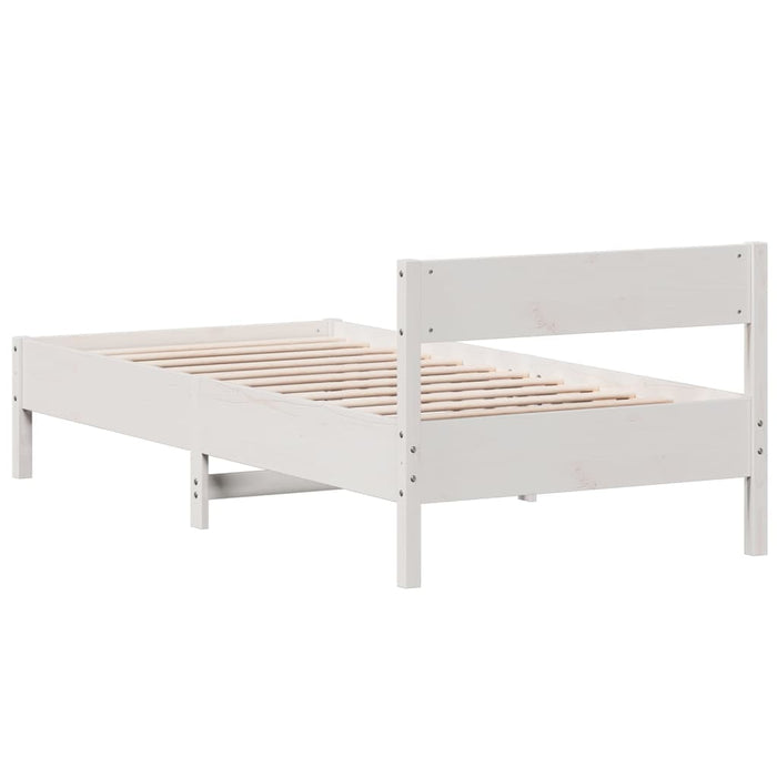 Cadru pat fără saltea, alb, 100x200 cm, lemn masiv pin - WALTI WALTI